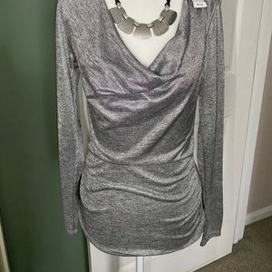 Metallic Drape Neck Shirt.
